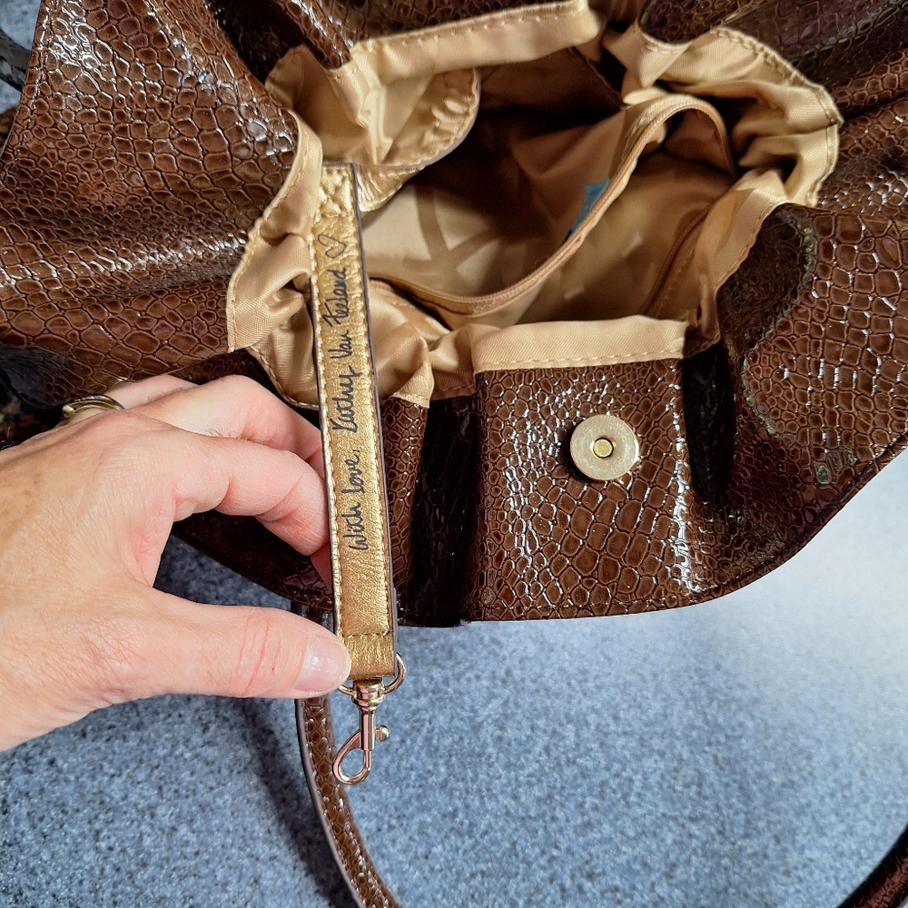 Kathy Van Zeeland Brown Faux Snake Skin Shoulder Bag, NWOT - Picture 9 of 16